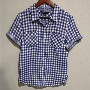Tommy Hilfiger Blue Checkered Women's Button Down Shirt